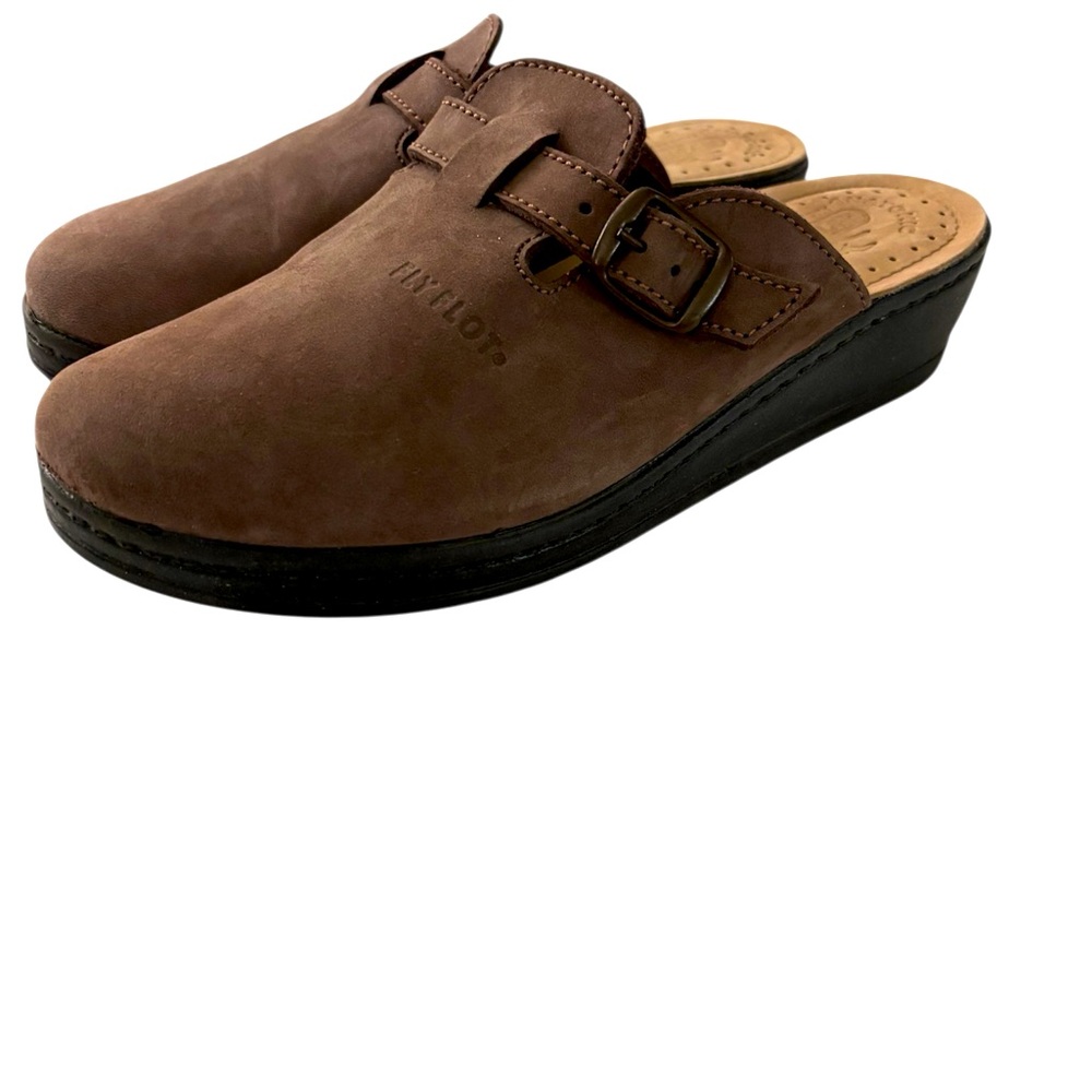 Fly Flot Clogs Leather Brown Mules Professional Casual Rubber Sole Comfo…